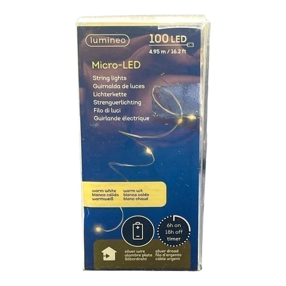 New LUMINEO Micro LED String Star Lights 100 LED 16.2' Warm White Lights - Picture 2 of 4